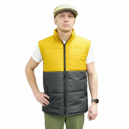 Жилет утепленный, однотонный сложного кроя, унисекс