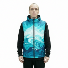 Жилет с капюшоном на подкладе, с полной запечаткой