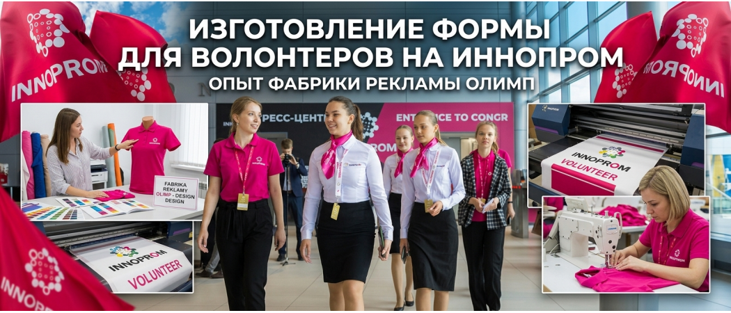 Изготовление формы для волонтеров на ИННОПРОМ: опыт Фабрики рекламы ОЛИМП