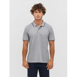 Рубашка поло унисекс Palermo, серый меланж с темно-синим