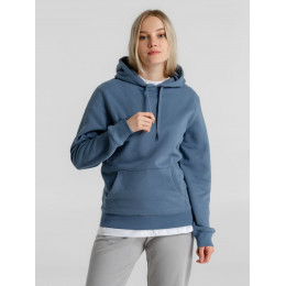 Толстовка с капюшоном унисекс King, серо-синяя