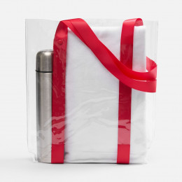 Шопер Clear Fest, ver.2, прозрачный с красными ручками