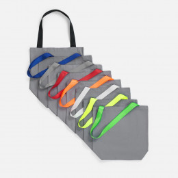 Шопер B5, серый с широкими зелеными ручками