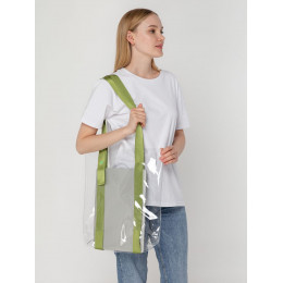 Шопер Clear Fest, прозрачный с зелеными ручками
