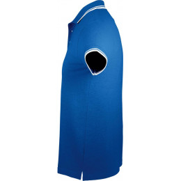 Рубашка поло мужская Pasadena Men 200 с контрастной отделкой, ярко-синяя с белым