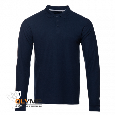 Рубашка поло мужская STAN длинный рукав хлопок/полиэстер 185, 04S                                                                                         темно-синий   